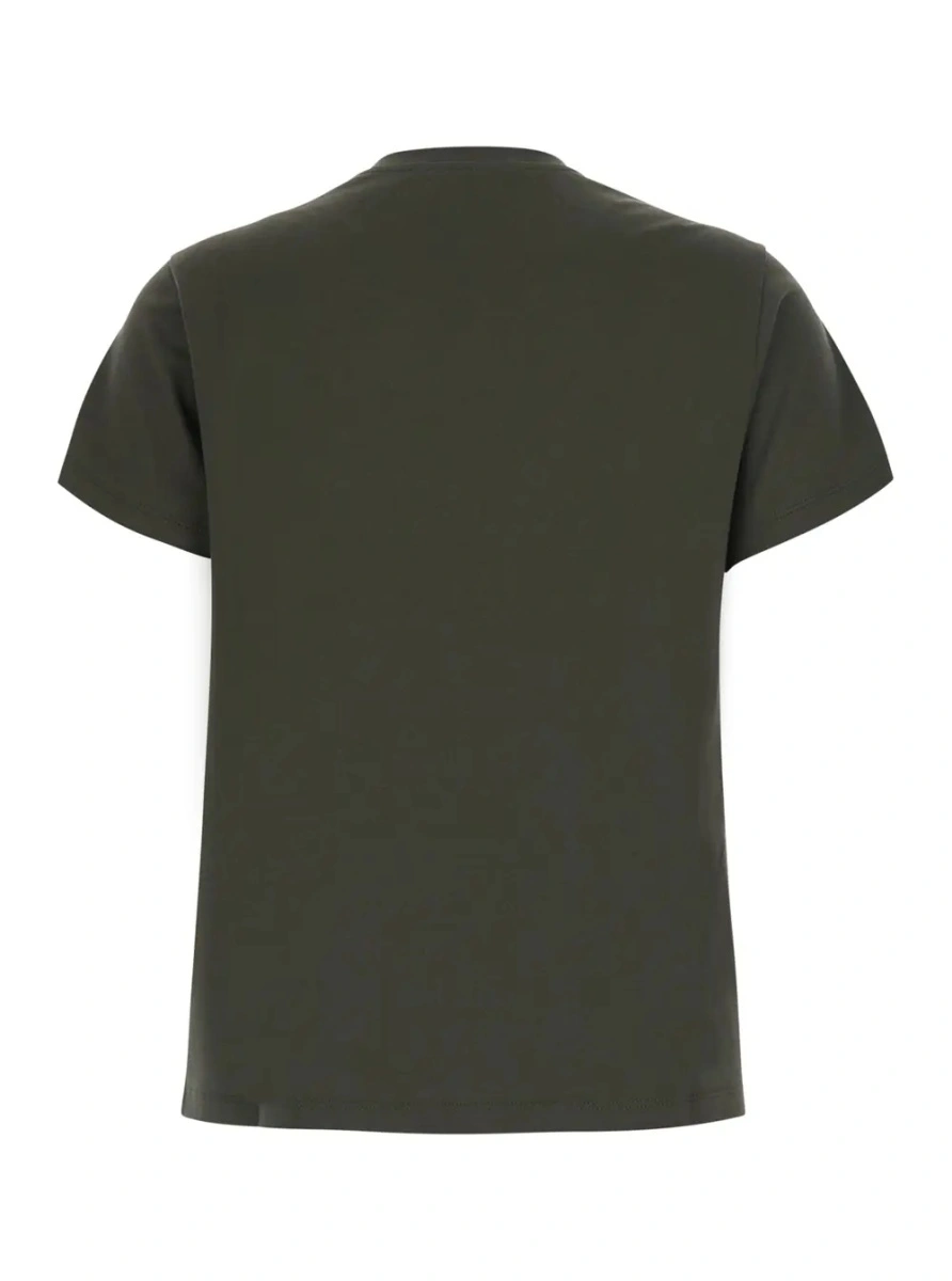 Tricou Green Crew neck T-shirt with logo lettering on the front in cotton for women - Img 2