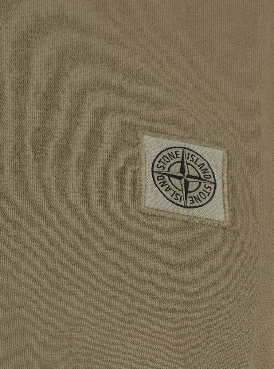 Tricou Green Crew neck T-shirt with logo patch on the front in cotton for men - Img 3