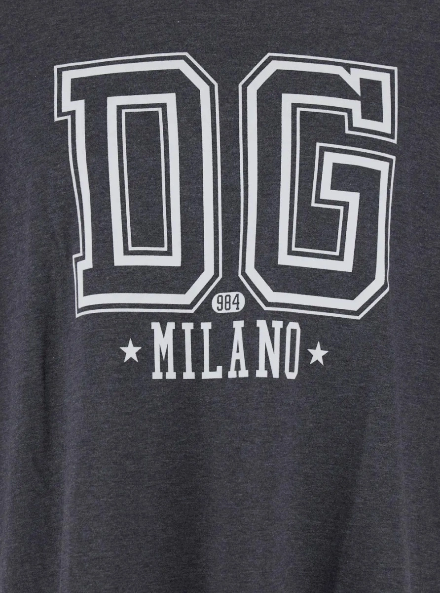 Tricou Grey Crewneck T-Shirt with Logo Print on the Front in Cotton Man - Img 3