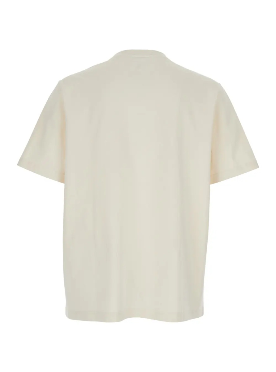 Tricou MAISON KITSUNÉ Beige Crew neck T-shirt with logo on the front in cotton for men - Img 2