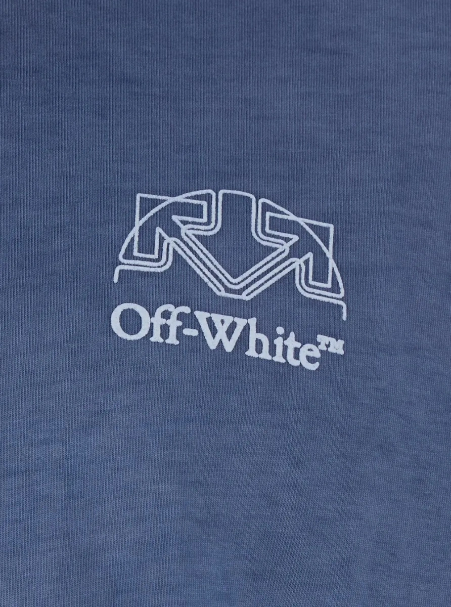 Tricou Off-White albastru din bumbac - Img 3