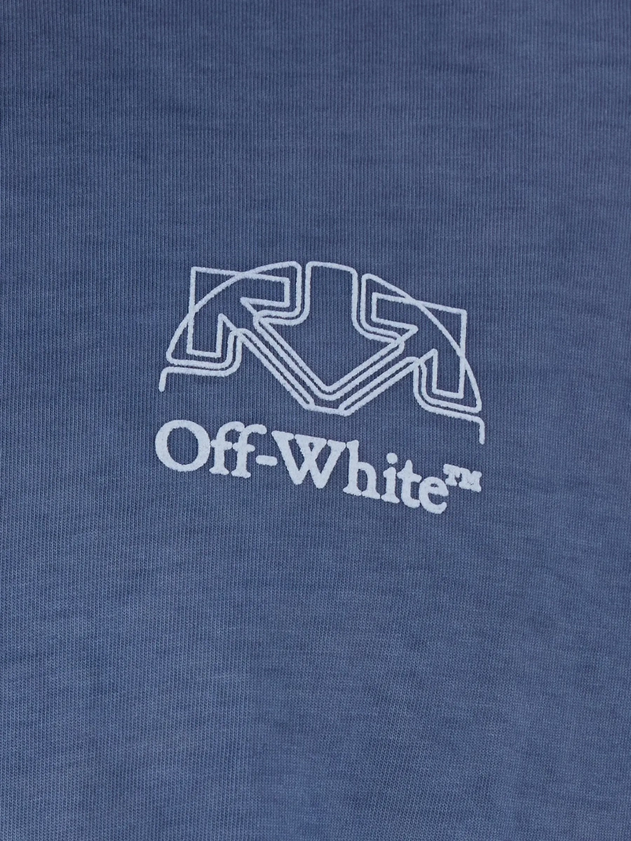Tricou Off-White albastru din bumbac - Img 5