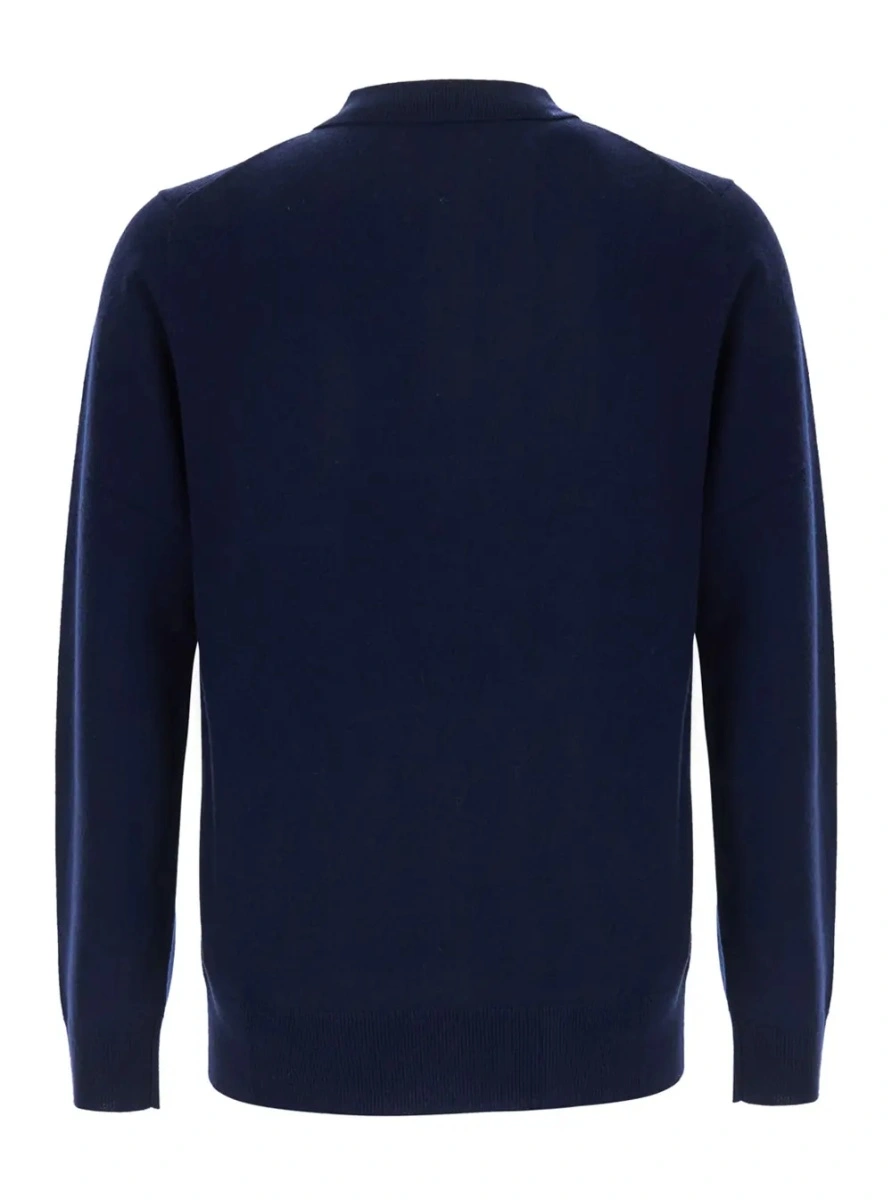 Tricou polo Aspesi albastru din lana si casmir - Img 2