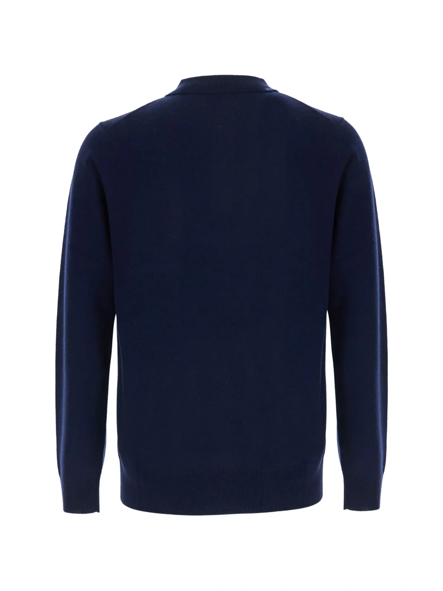 Tricou polo Aspesi albastru din lana si casmir - Img 4