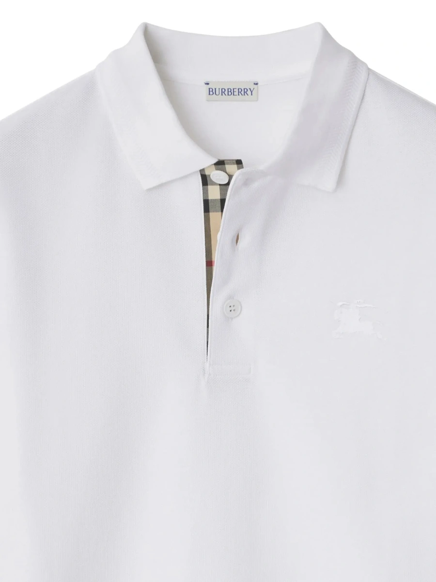 Tricou polo Burberry alb din bumbac 'Eddie' - Img 7