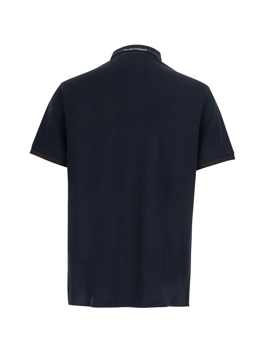 Tricou polo Emporio Armani albastru din bumbac - Img 4