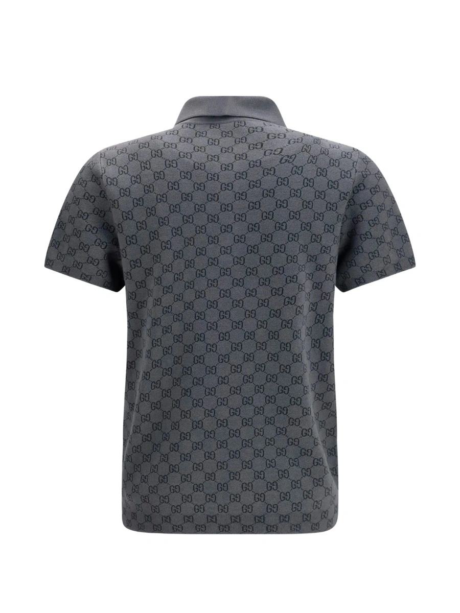 Tricou Polo Gucci gri din matase si lana - Img 2
