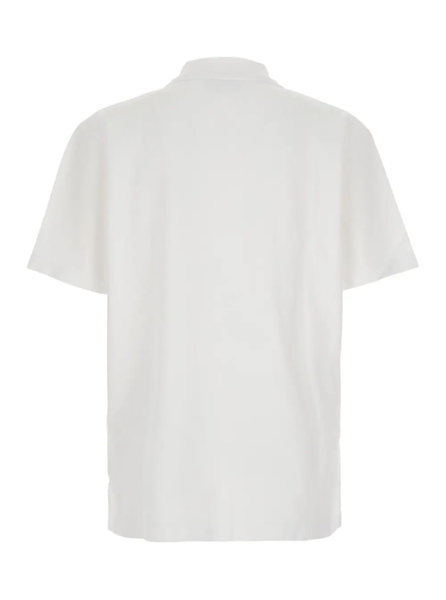 Tricou Polo MAISON KITSUNÉ White Polo Shirt with Classic Collar and Logo Embroidery on the Front in Cotton for Men - Img 2