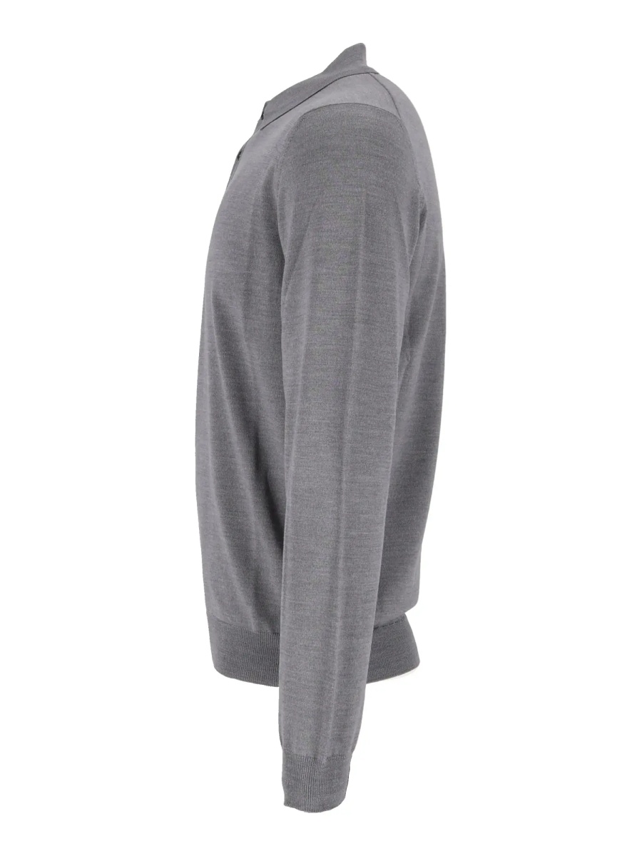 Tricou Polo MEDIUM GREY MELANGE LONG SLEEVE POLO SHIRT - Img 2