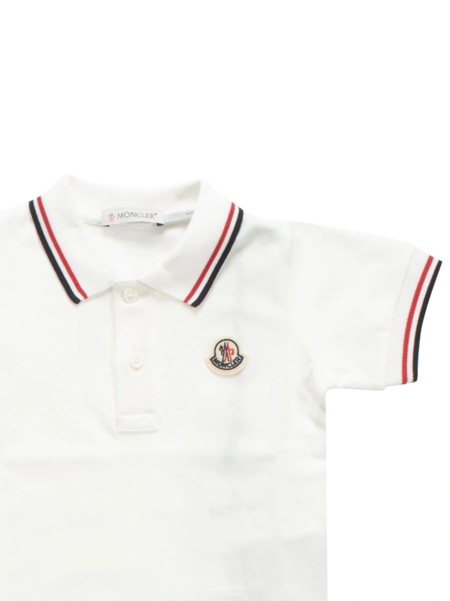 Tricou Polo Moncler alb din elastan si bumbac - Img 2