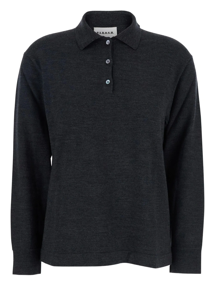 Tricou polo P.A.R.O.S.H. gri din lana - Img 6