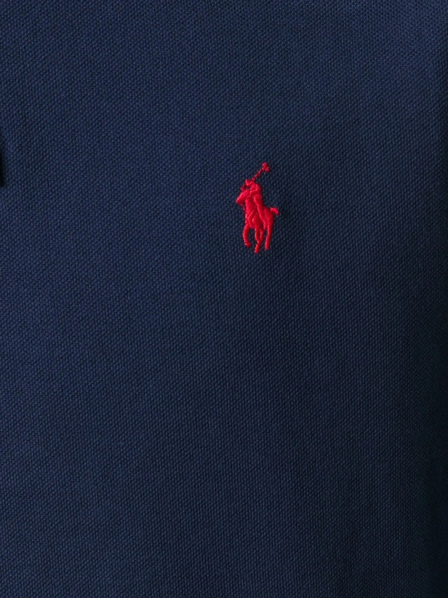 Tricou polo Ralph Lauren albastru din bumbac 'Slim Fit' - Img 7