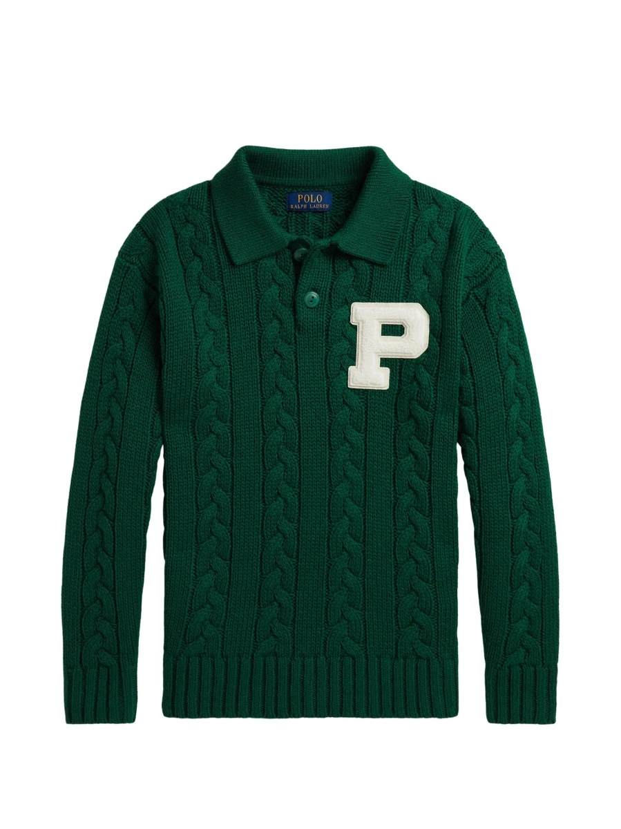Tricou polo Ralph Lauren verde din bumbac si lana - Img 5