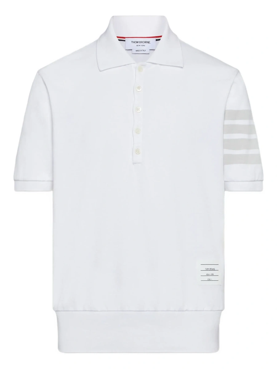 Tricou polo Thom Browne alb din bumbac - Img 8