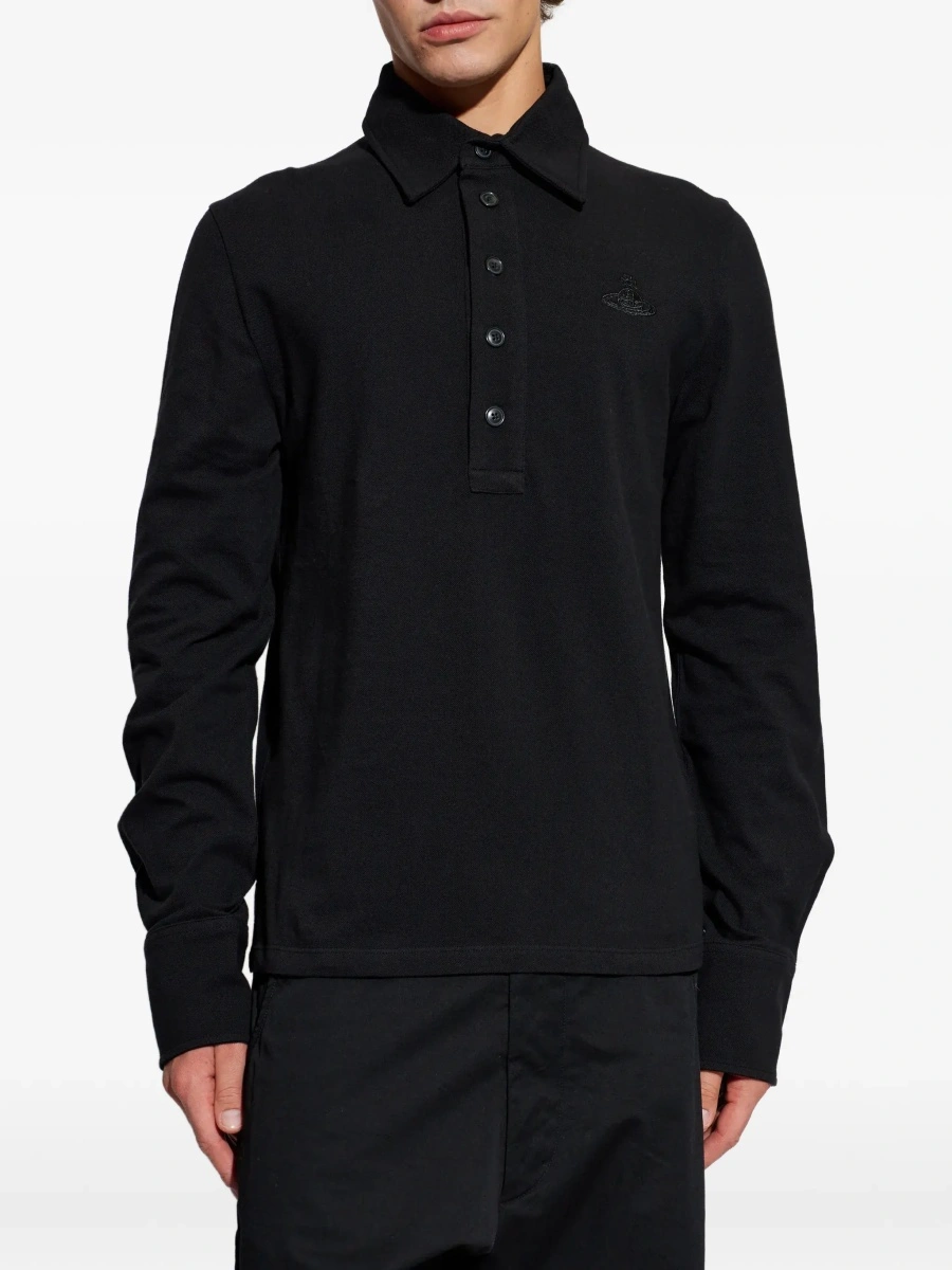 Tricou polo Vivienne Westwood negru din bumbac - Img 5