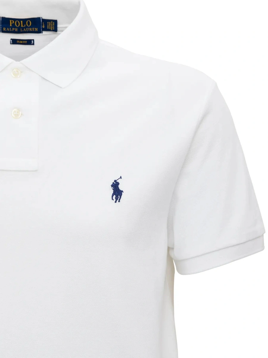 Tricou Ralph Lauren alb din bumbac 'Custom Fit' - Img 3