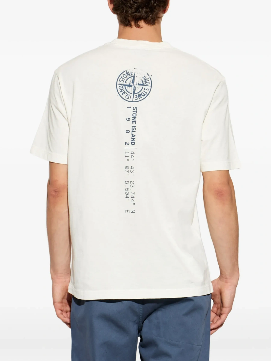 Tricou Stone Island bej din bumbac - Img 6