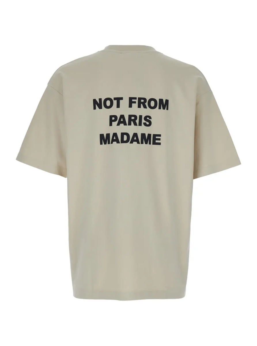 Tricou T-Shirt 'Le T-Shirt Slogan' Crew Neck with Slogan Print on Front and Back in Beige Cotton for Men - Img 2