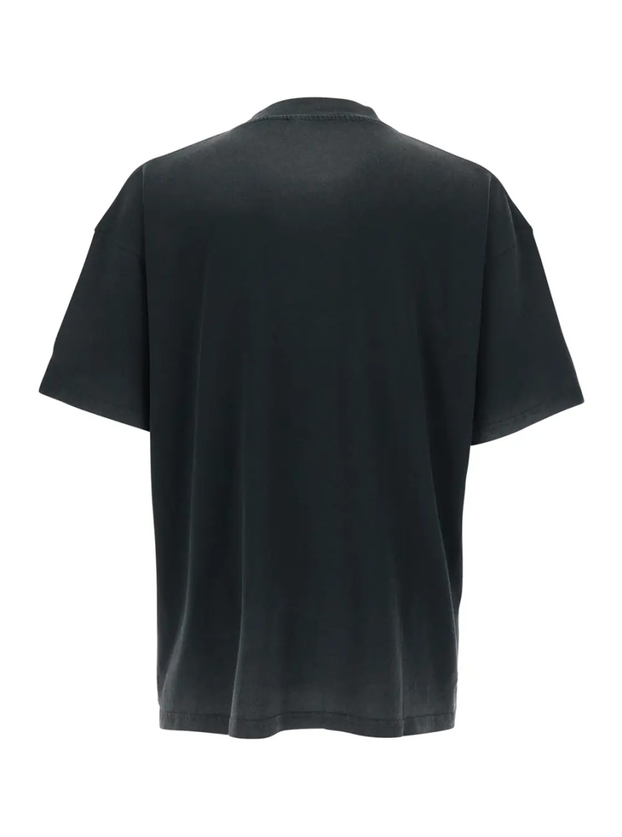 Tricou T-Shirt 'Thoroughbred' with Doberman Graphic Print and Lettering Logo on the Front in Black Cotton for Men - Img 2