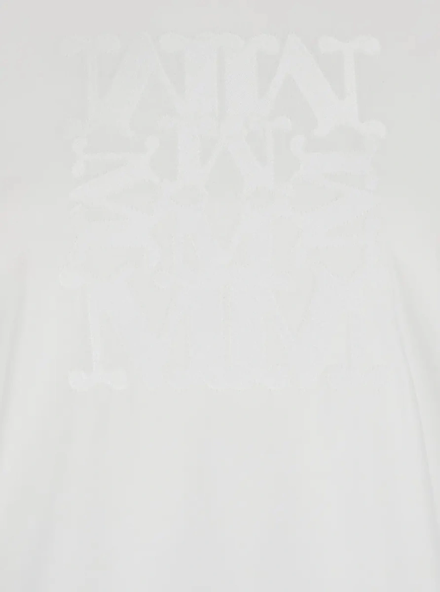 Tricou White Crewneck T-Shirt with Tonal Logo on the Front in Cotton Woman - Img 3