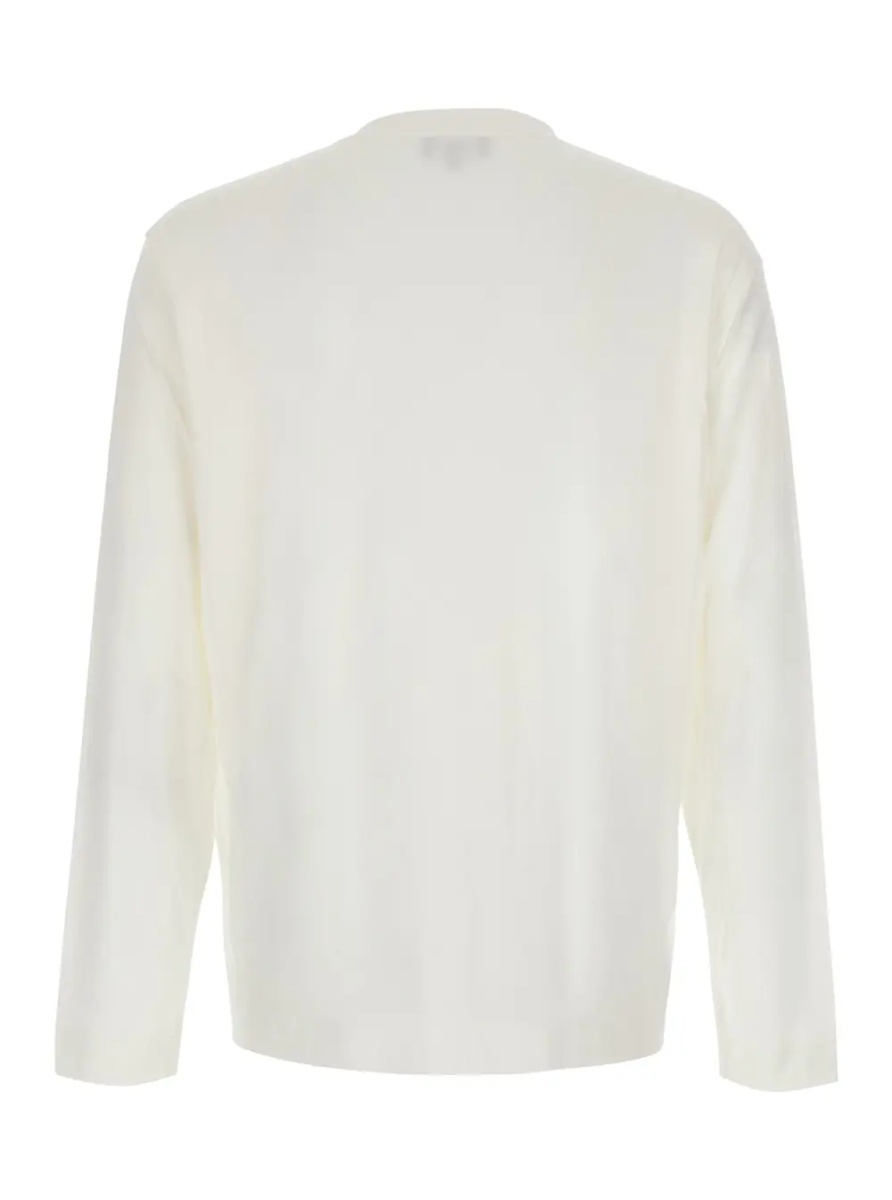 Tricou white Long Sleeve T-shirt with logo on the collar in modal for men - Img 2