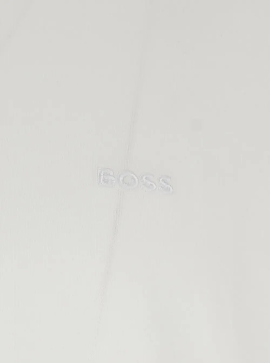 Tricou White T-Shirt with Logo Lettering Embroidery on the Front in Cotton for Men - Img 3
