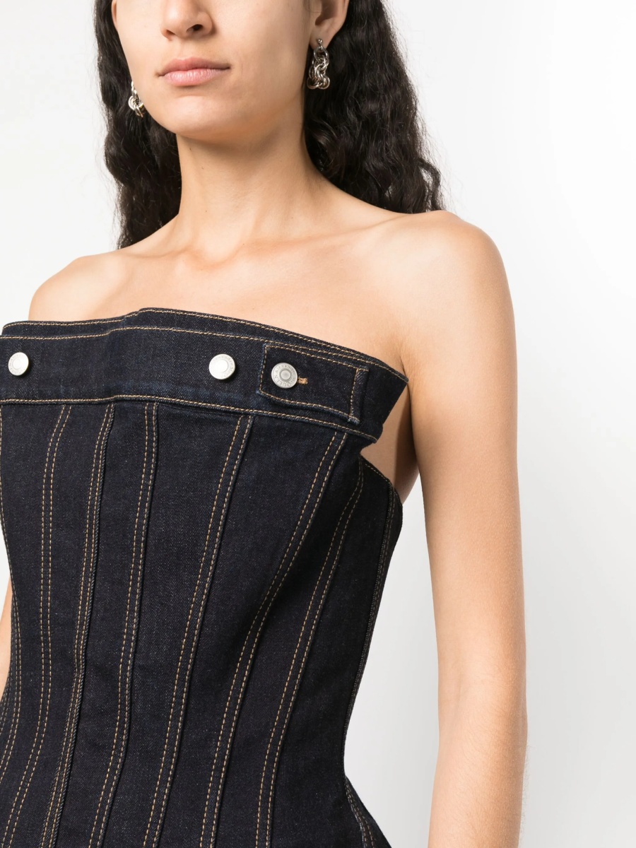 Vesta Alexander McQueen albastra din bumbac si elastan - Img 5