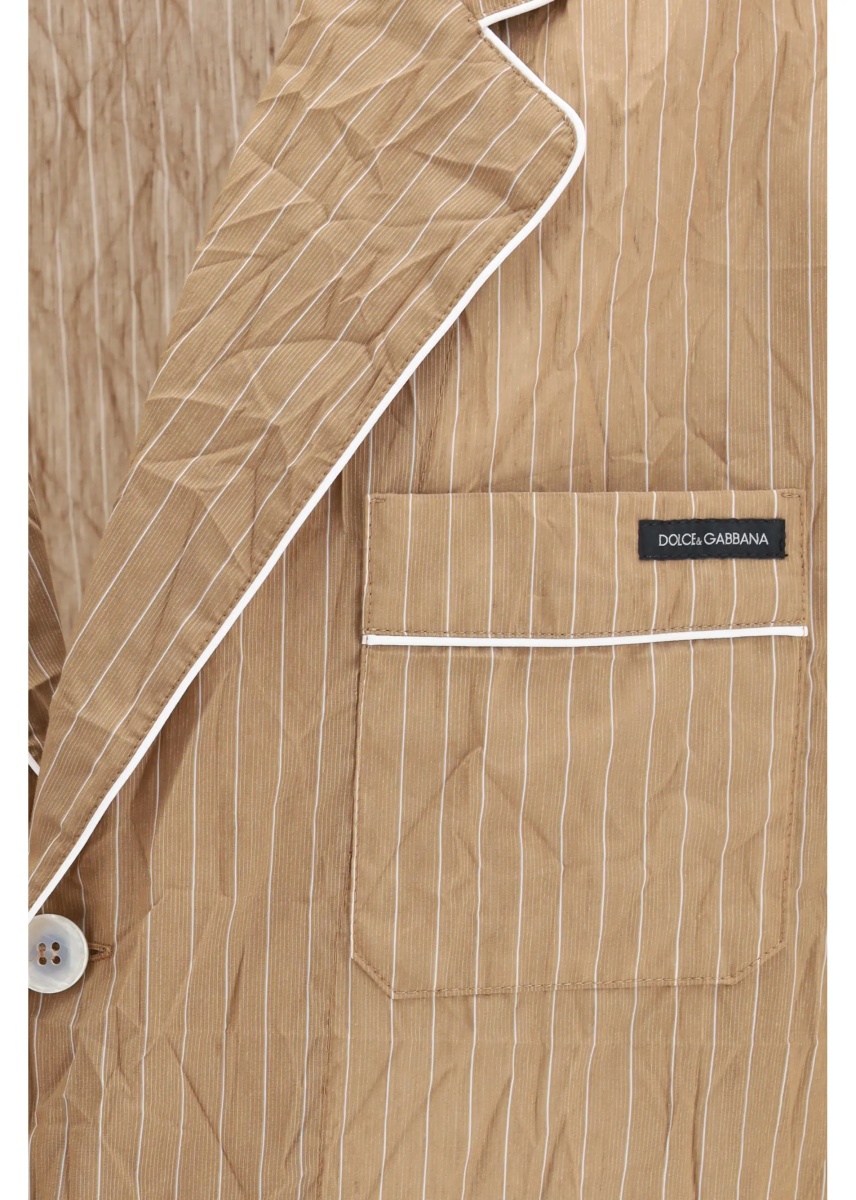 Vesta Vanity Shirt-style robe in froissé striped fabric - Img 3