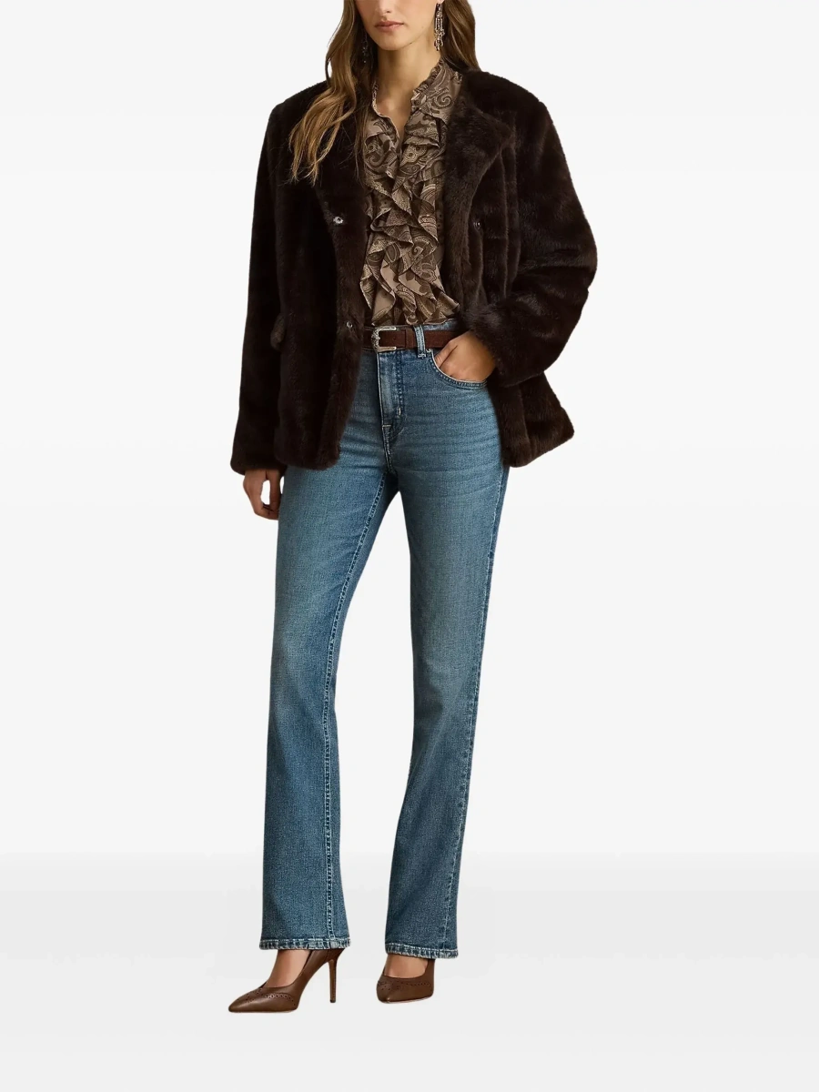 Blana Ralph Lauren maro din shearling si piele - Img 4