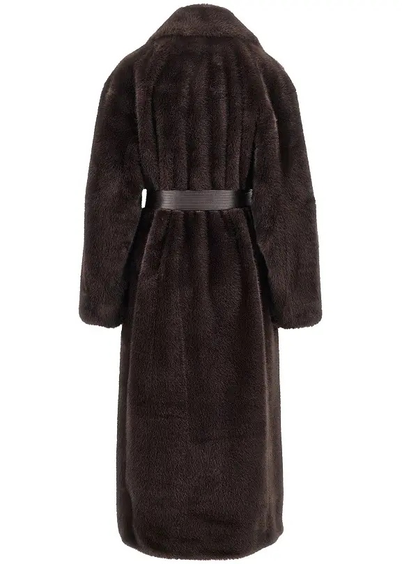 Blanuri Faux fur long coat with belt - Img 3