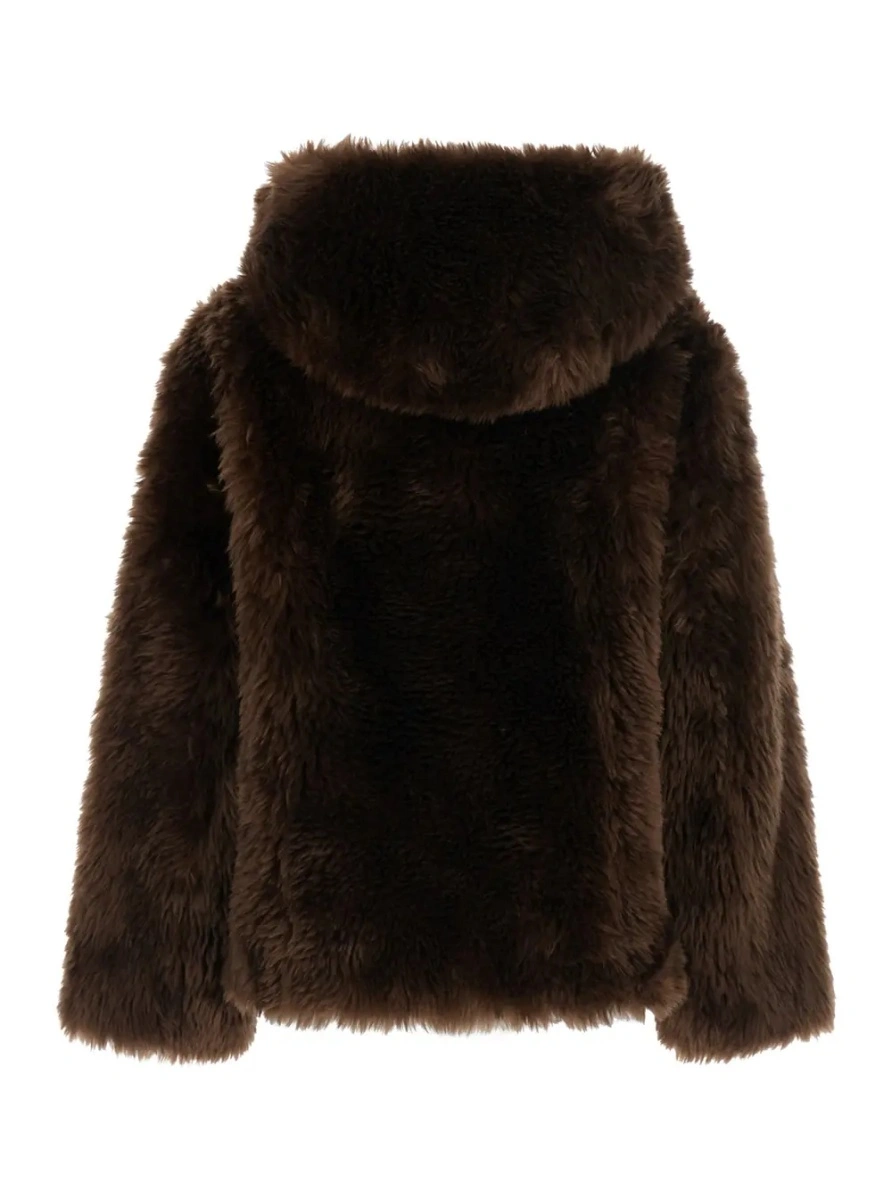 Blanuri P.A.R.O.S.H. Brown shearling jacket with hood in ecofur for women - Img 2