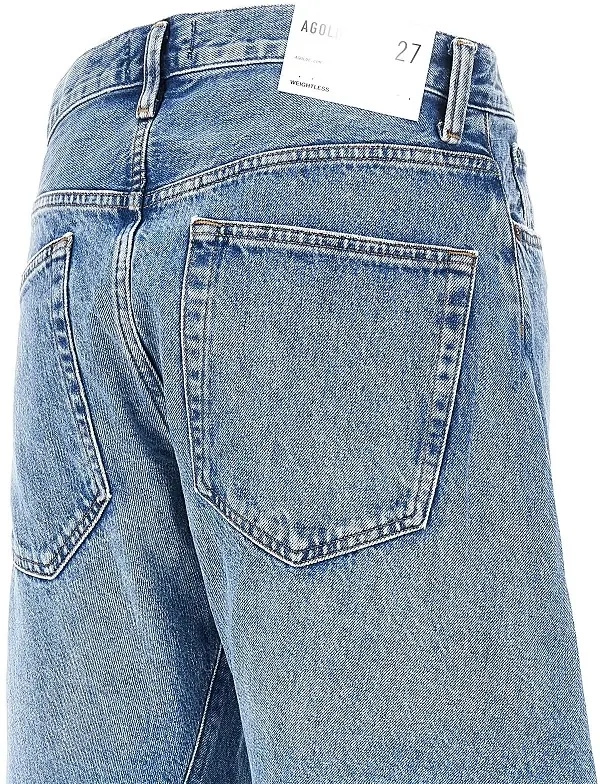 Blugi AGOLDE albastri din bumbac si denim 'Spiral' - Img 4