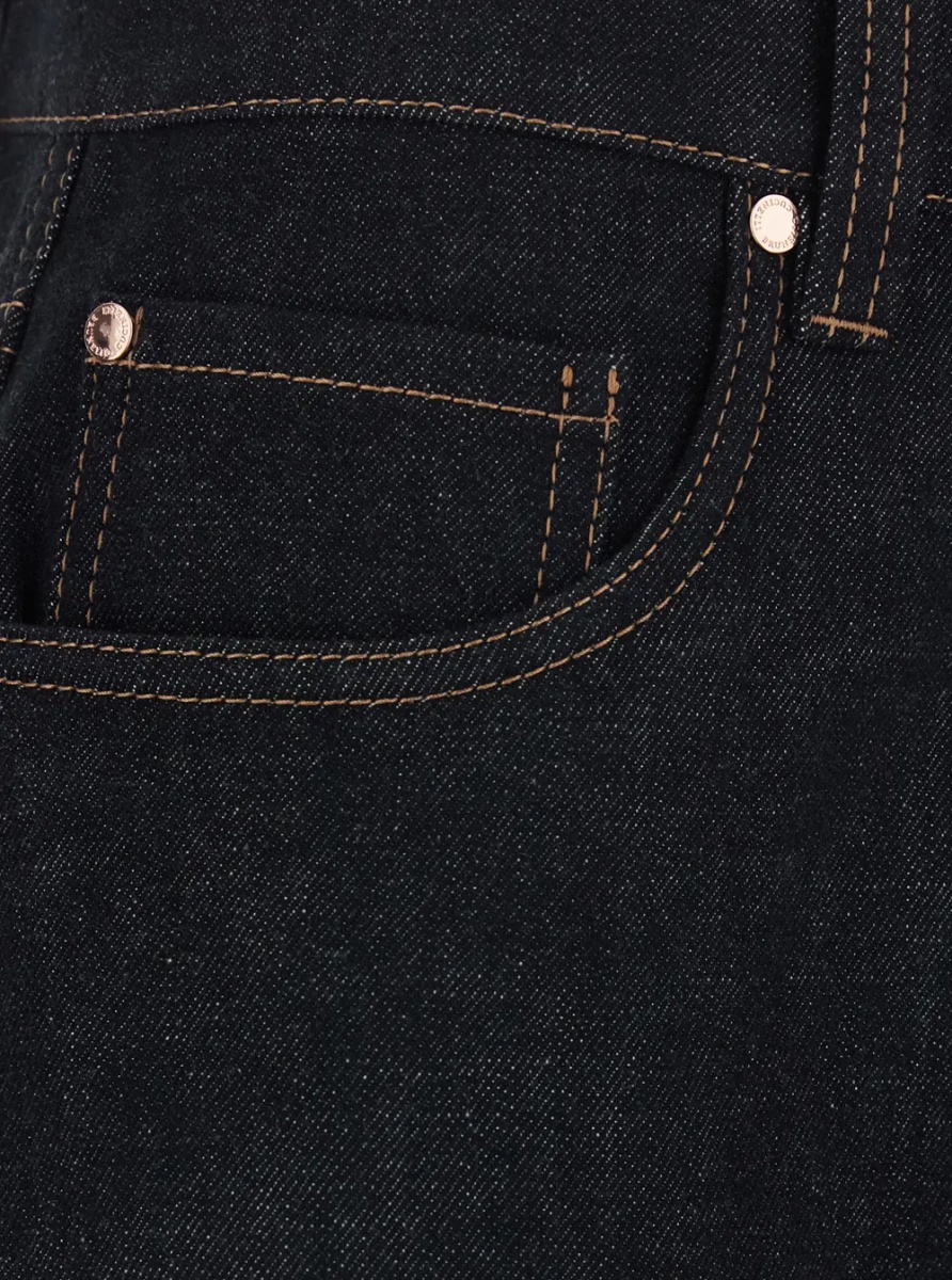 Blugi Black Jeans with logo patch on the back and contrasting stitching in denim for women - Img 3