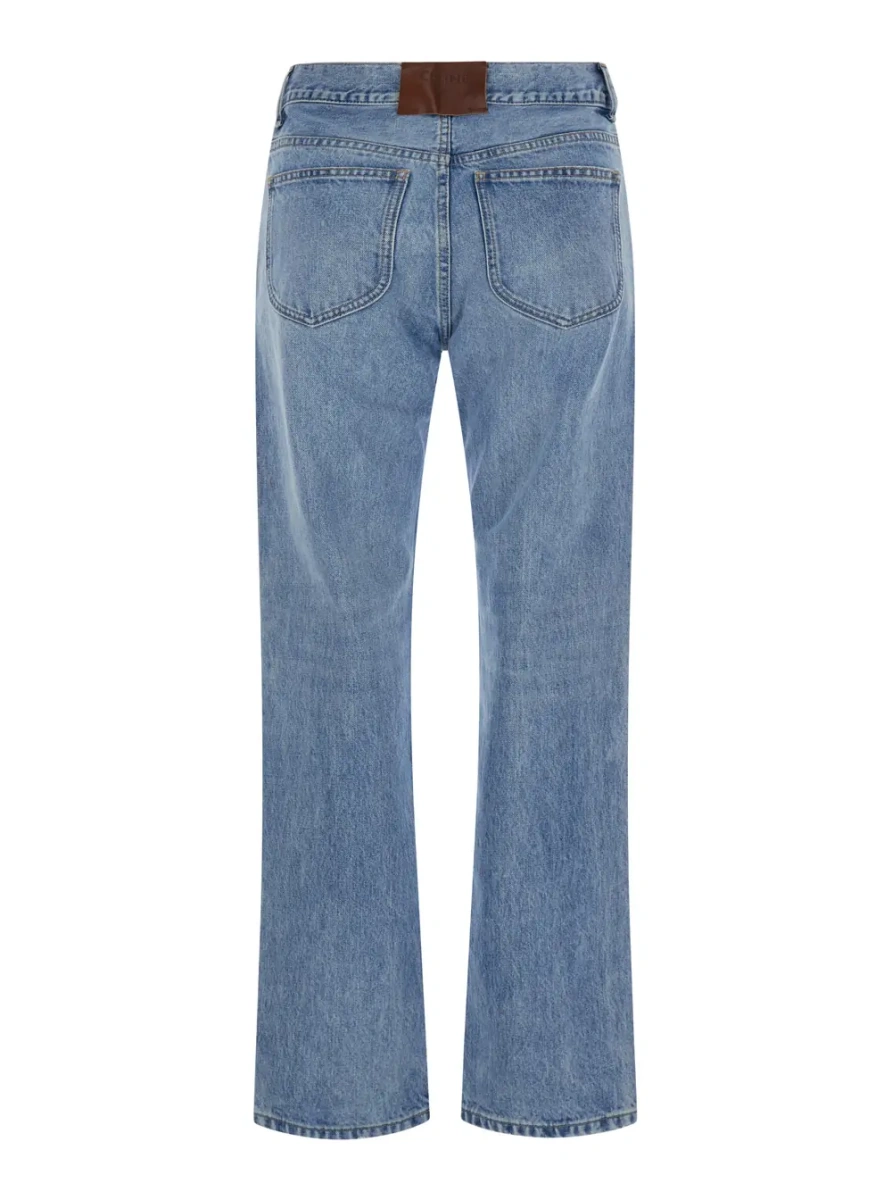 Blugi Blue Jeans with Bleach Effect Five-Pocket Denim - Img 2