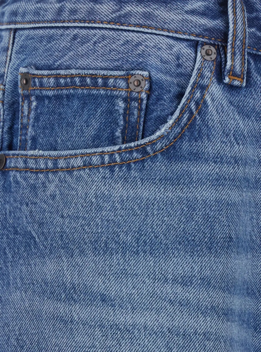 Blugi Blue Jeans with Faded Design and Wide Leg in Denim for Men - Img 3