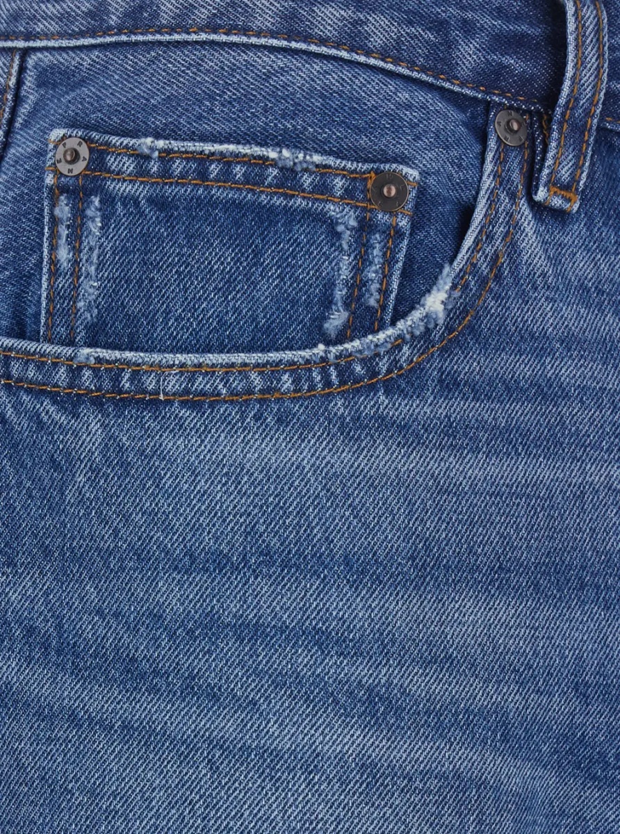 Blugi Blue Straight Jeans with Belt Loops in Denim for Men - Img 3