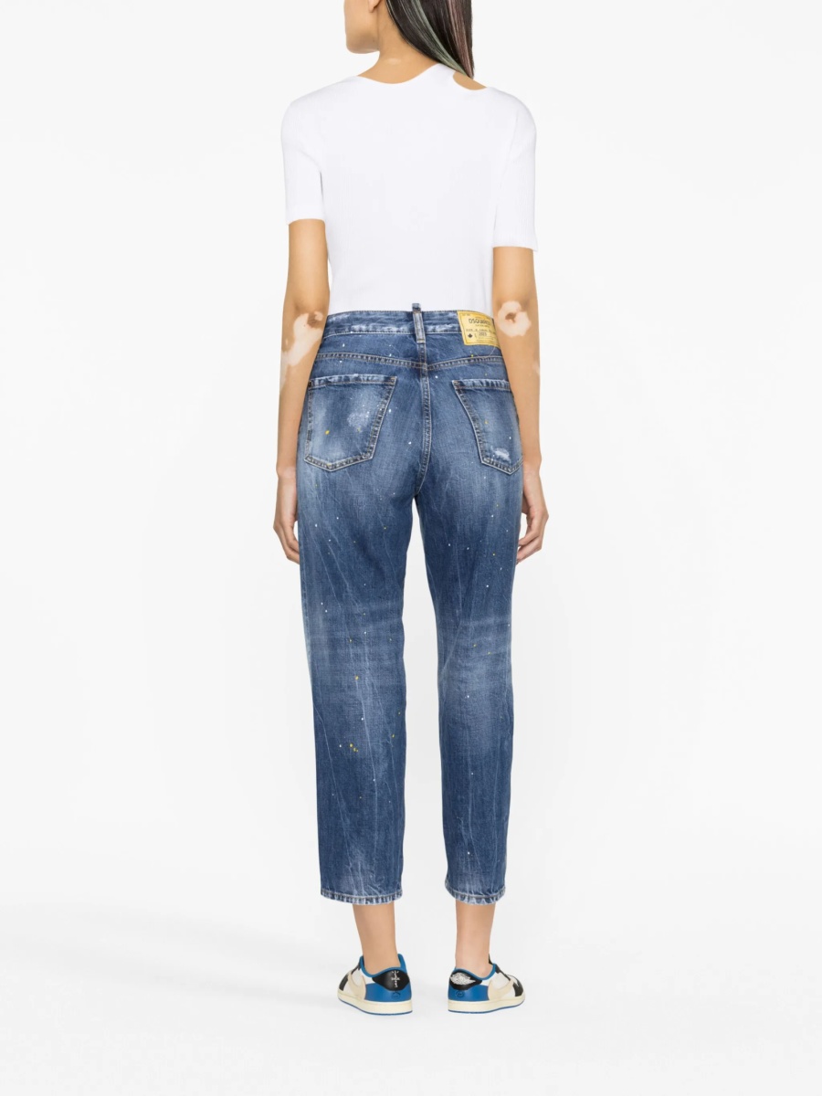 Blugi drepti DSQUARED2 albastri din bumbac - Img 3