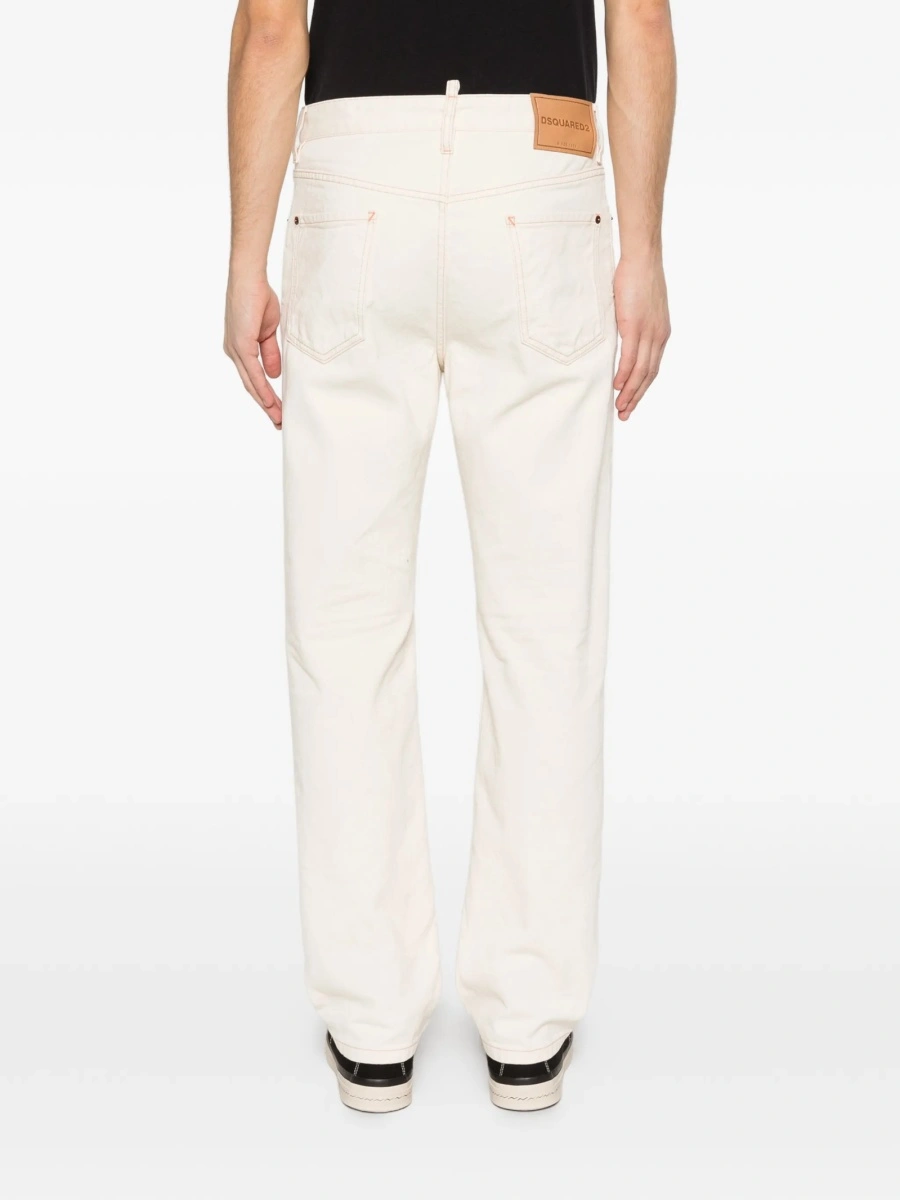 Blugi drepti DSQUARED2 albastri din spandex/elastan si polyester - Img 4