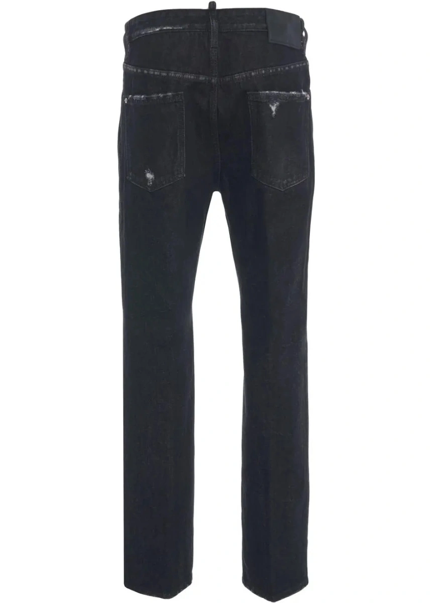 Blugi drepti DSQUARED2 negri din denim - Img 4