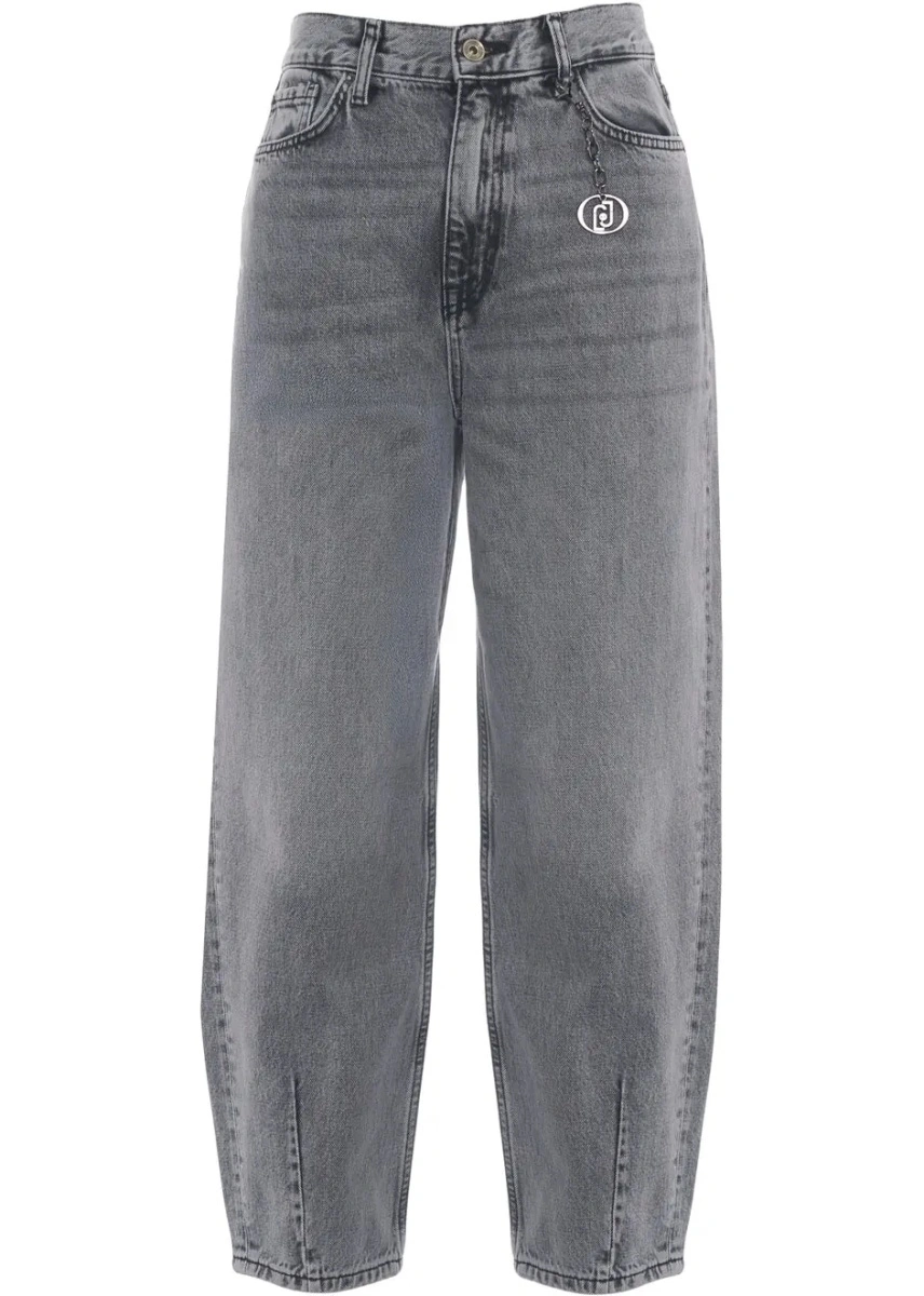 Blugi drepti Liu Jo Blue Denim gri din bumbac - Img 2