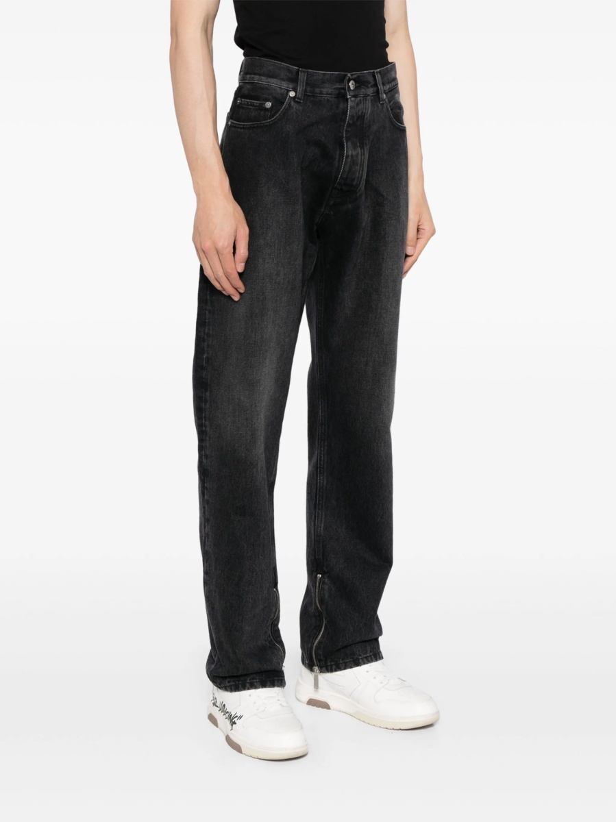 Blugi drepti Off-White negri din bumbac - Img 3