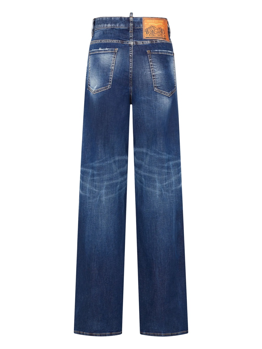Blugi evazati DSQUARED2 albastri din bumbac si spandex/elastan - Img 2