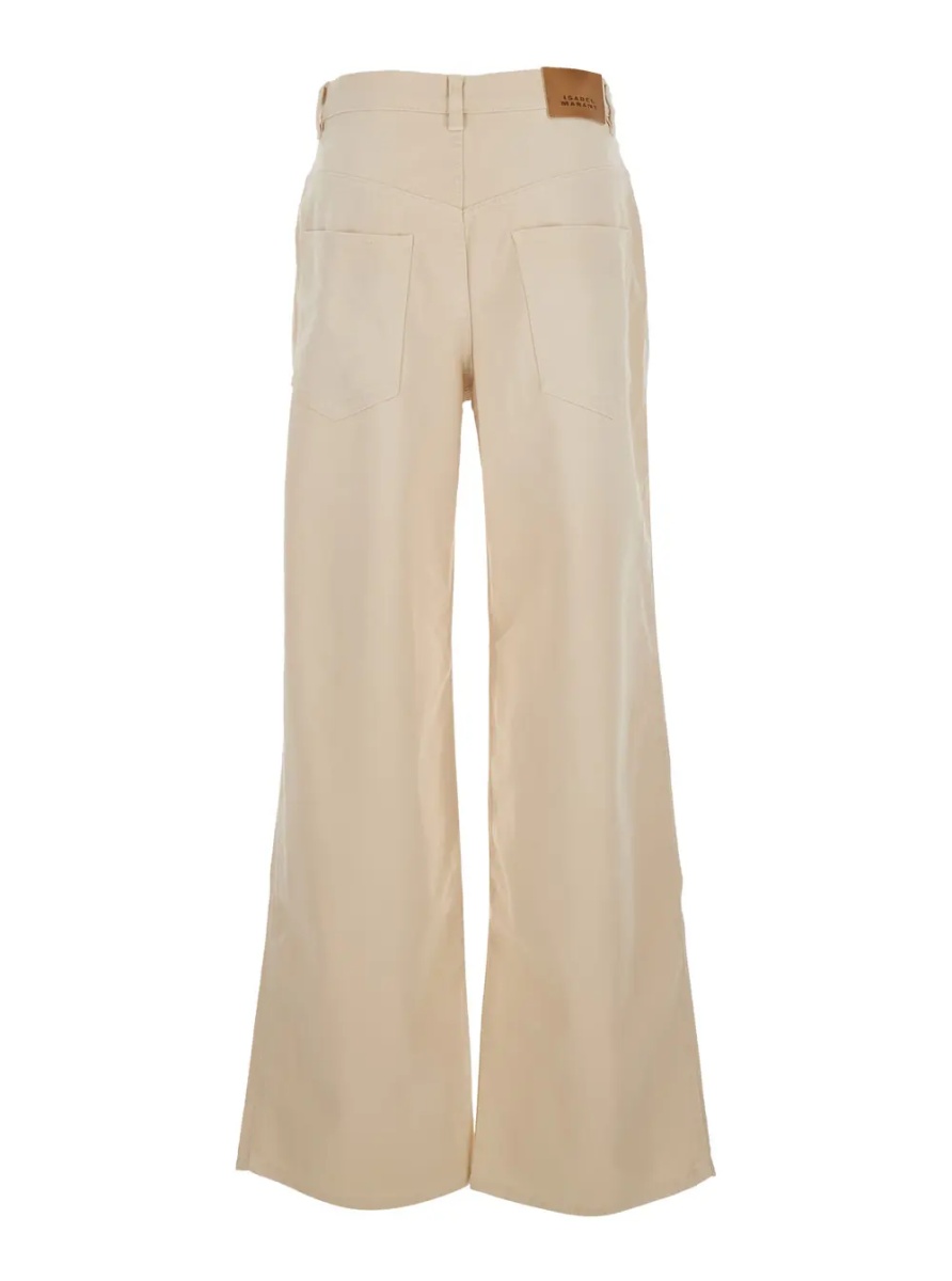 Blugi 'Rodayna' Beige Jeans with Logo Patch on the Back and Wide Leg in Denim for Women - Img 2