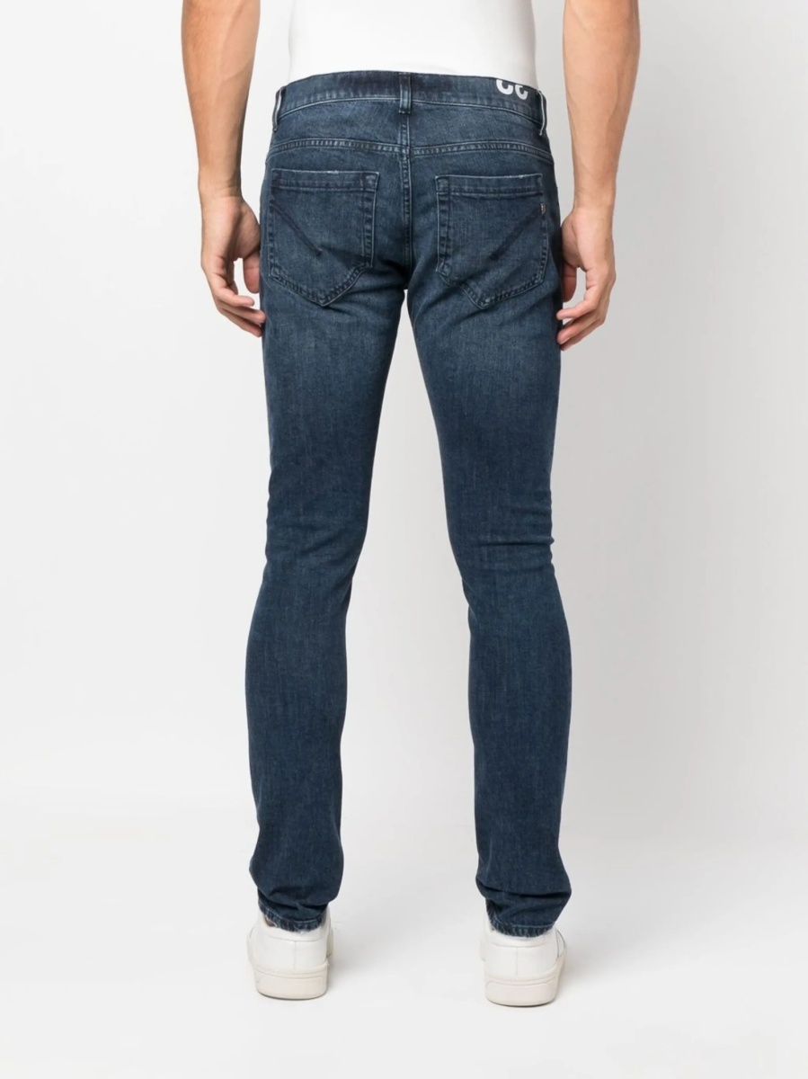 Blugi slim fit Dondup albastri din bumbac si spandex/elastan - Img 4