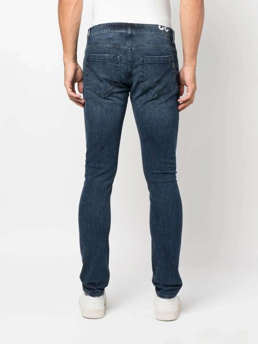 Blugi slim fit Dondup albastri din bumbac si spandex/elastan - Img 4
