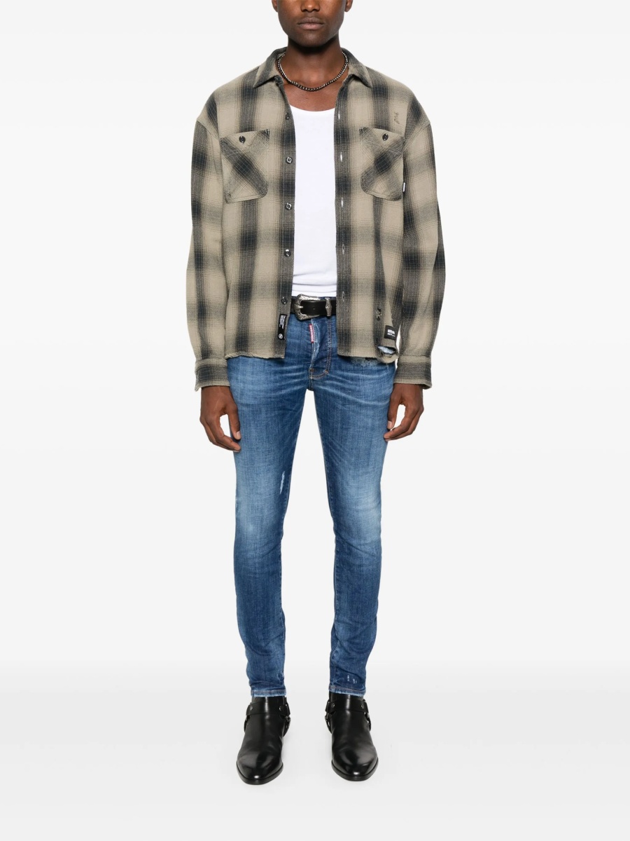 Blugi slim fit DSQUARED2 albastri din polyester si bumbac - Img 2