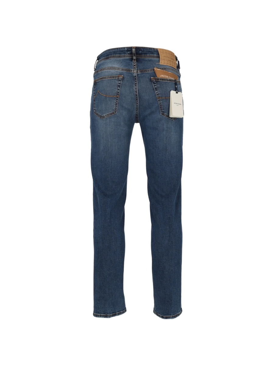 Blugi slim fit Jacob Cohen albastri din elastan si bumbac - Img 2