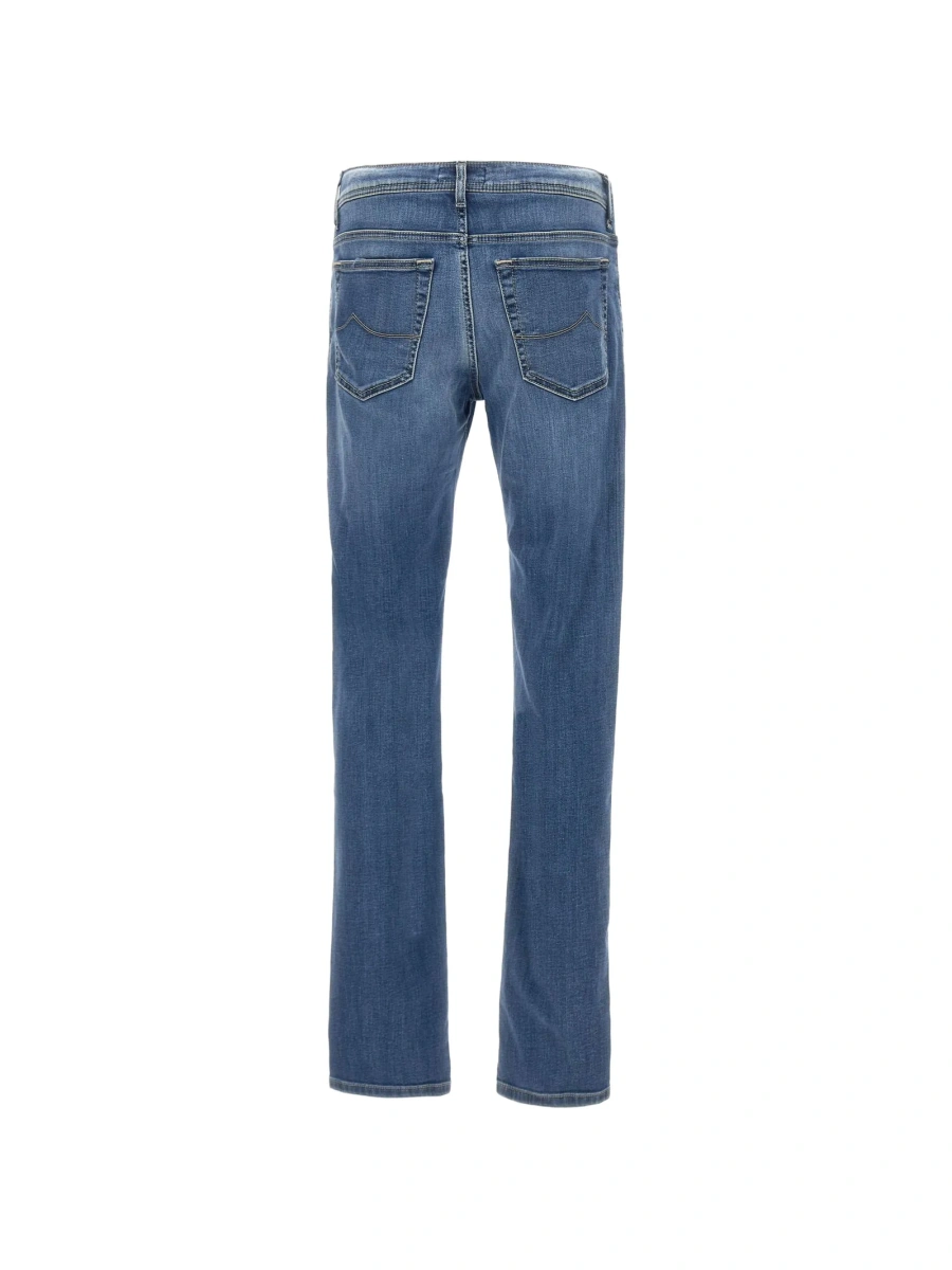 Blugi slim fit Jacob Cohen albastri din multiester si elastan - Img 2