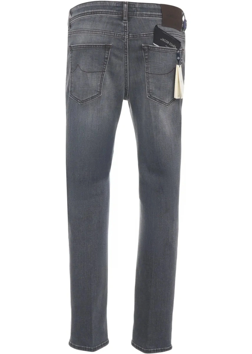 Blugi slim fit Jacob Cohen gri din denim - Img 4