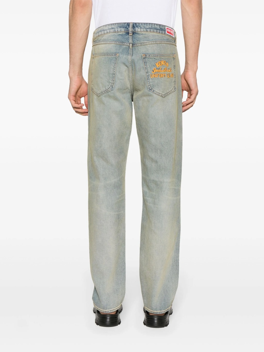 Blugi slim fit Kenzo albastri din bumbac - Img 4